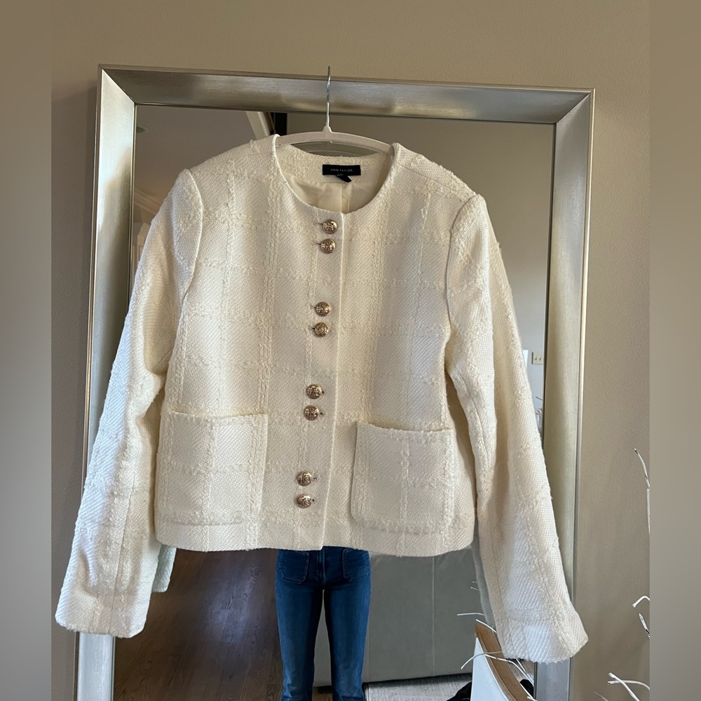 Ann Taylor Cream Textured Blazer